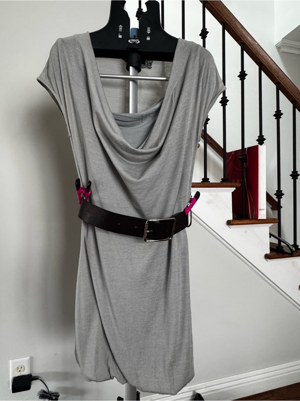 Patrizia Pepe Grey Drape Neck Mini Dress Size 1